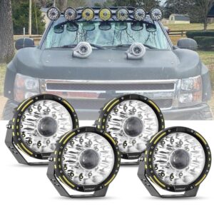 (2pcs/4pcs set) 7 Inch 230W 33332LM 360-PRO Series Custom Lens Offroad LED Driving Lights for 2008 Chevy Silverado 1500 Chevy Silverado 2500 3500