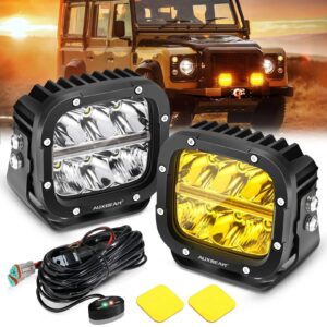 XP-ULTRA Series 5 Inch 132W 15600LM White/Amber LED Pods Driving Light with Amber DRL — 2Pcs Pod Lights / Without Covers
