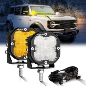 XP-ULTRA Series 3 Inch 80W Flood Beam LED Pods Amber&White Offroad Lights — 2Pcs Pod Light / Without Covers