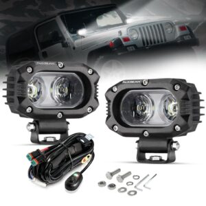R4 Series | 4 Inch 60W Corrugated Lens 120° Wide Beam LED Pods Lights — 2Pcs Pod Lights / Without Covers