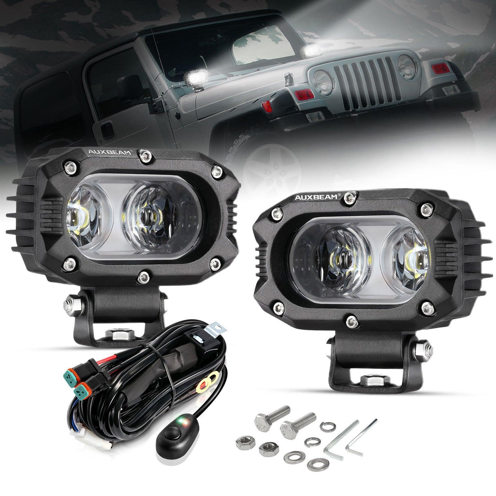 R4 Series | 4 Inch 60W Corrugated Lens 120° Wide Beam LED Pods Lights — 2Pcs Pod Lights / Without Covers