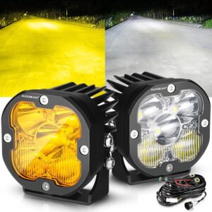 XP-ULTRA Series 3 Inch 80W Combo Beam LED Pods Amber&White Offroad Lights — 2Pcs Pod Light / Without Covers
