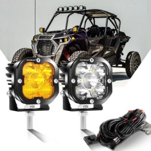 3 Inch 80W 9600LM LED Pods Lights White&Amber for ATV UTV SIDE BY SIDE 4X4 — Amber Combo&White Spot / Without Black Covers / 2Pcs/Set