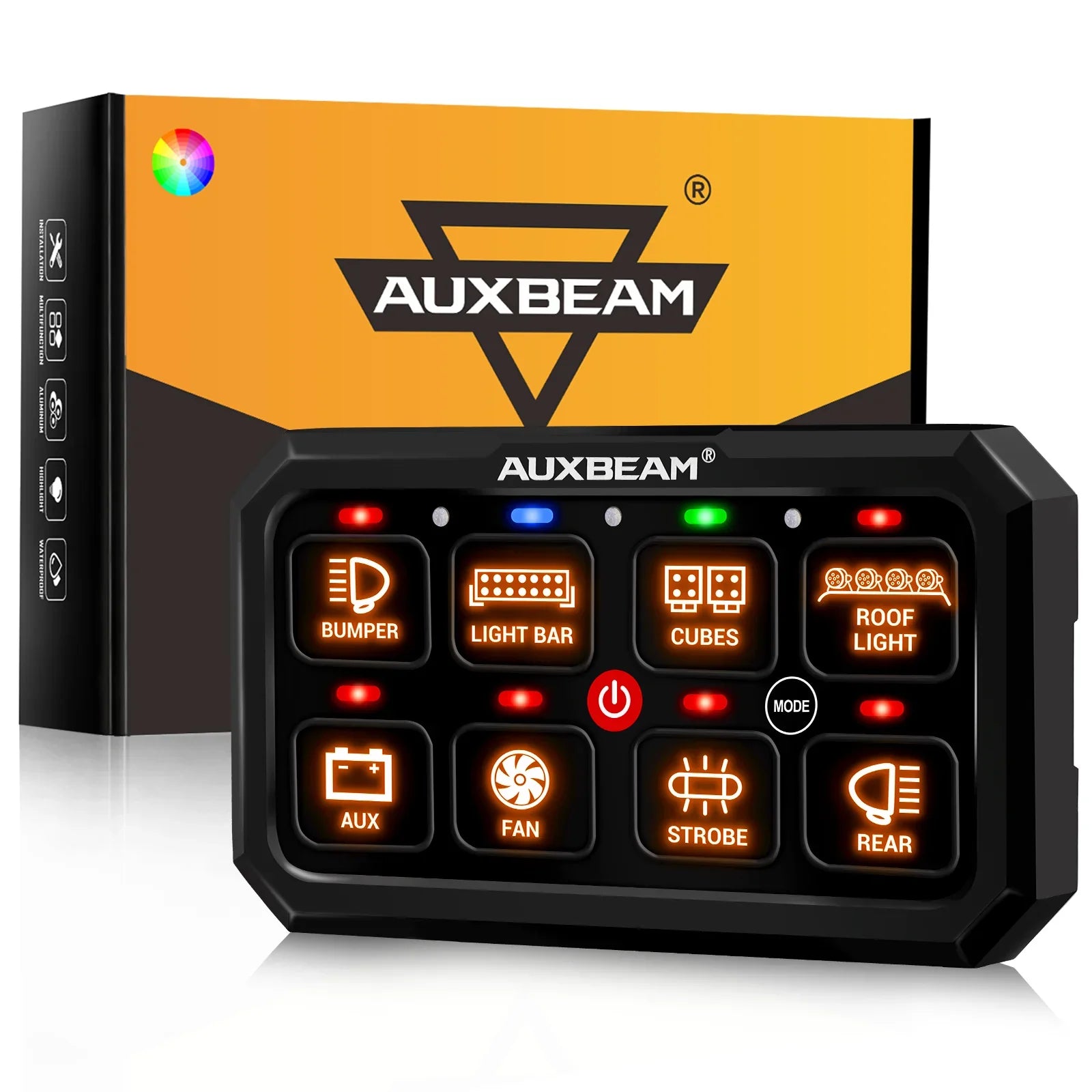RGB Series 8 Gang (RB80 XL) Switch Panel without APP, Toggle/ Momentary/ Pulsed Mode Supported (Two-Sided Outlet) — RB80 XL RGB Switch Panel