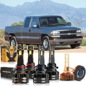 For 2000-2002 Chevrolet Silverado 1500 9005 9006 LED Headlight Bulbs Bundle — Low Beam
