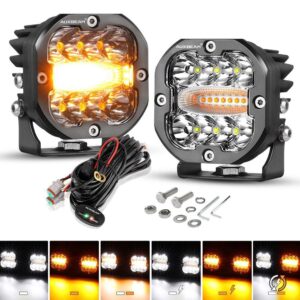 XP-ULTRA Series 3 INCH 96W 9600LM LED PODS 6 MODES WHITE AMBER FLASHING LED DRIVING LIGHTS — Without Black Covers