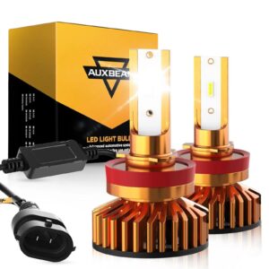 H11 LED Headlight Bulbs 52W 10000LM F2 Series Mini Size 6500K Cool White | 2 Bulbs — H11/H9/H8