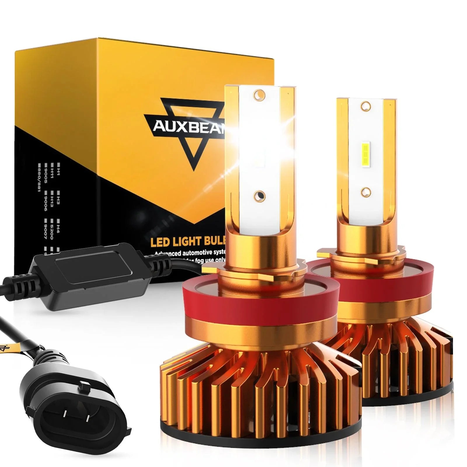 H11 LED Headlight Bulbs 52W 10000LM F2 Series Mini Size 6500K Cool White | 2 Bulbs — H11/H9/H8