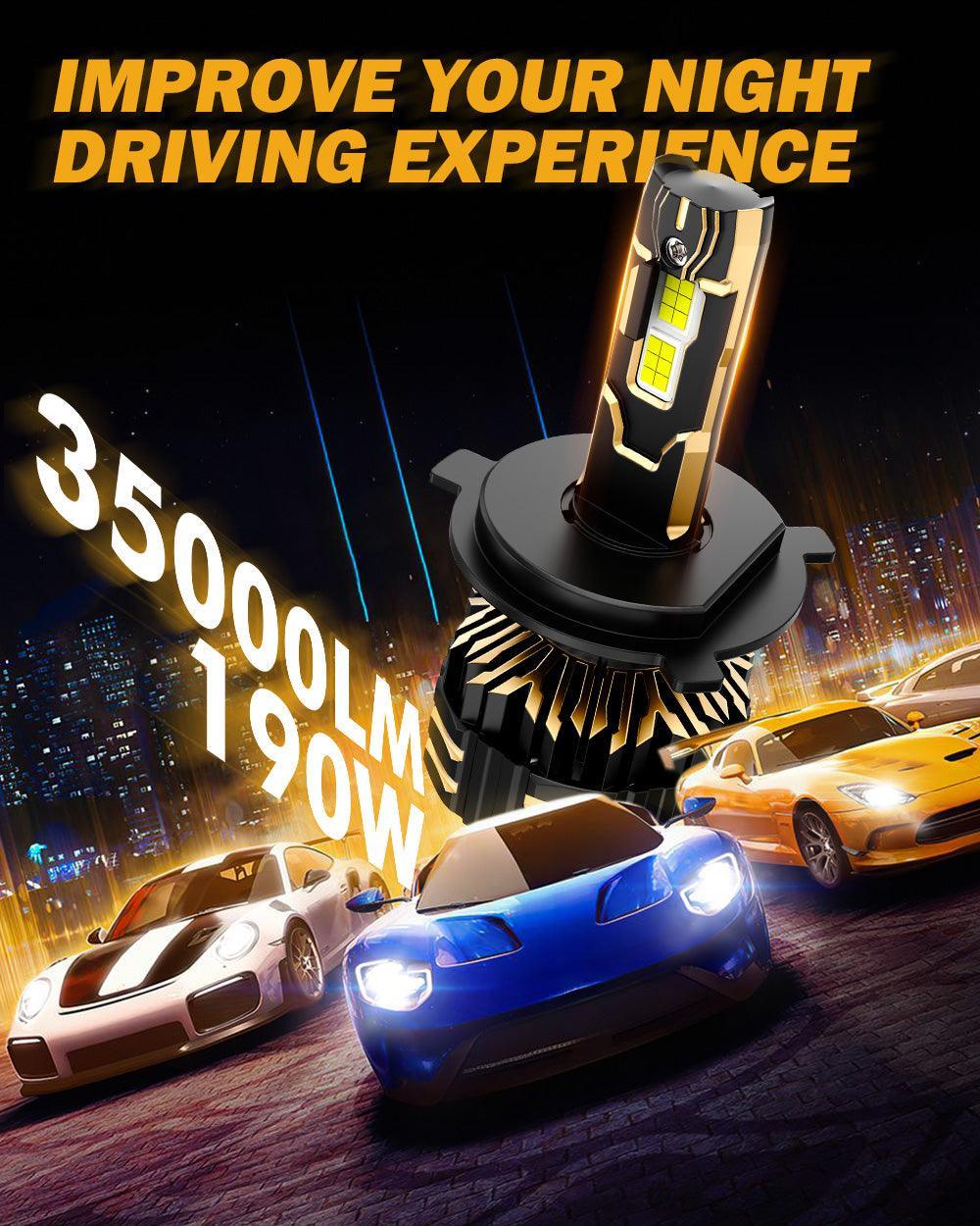 ๐H4 LED Headlight Bulbs 190W 35000LM GX-PRO Series 6500K Cool White | 2 Bulbs โ H4 / - - Image 2