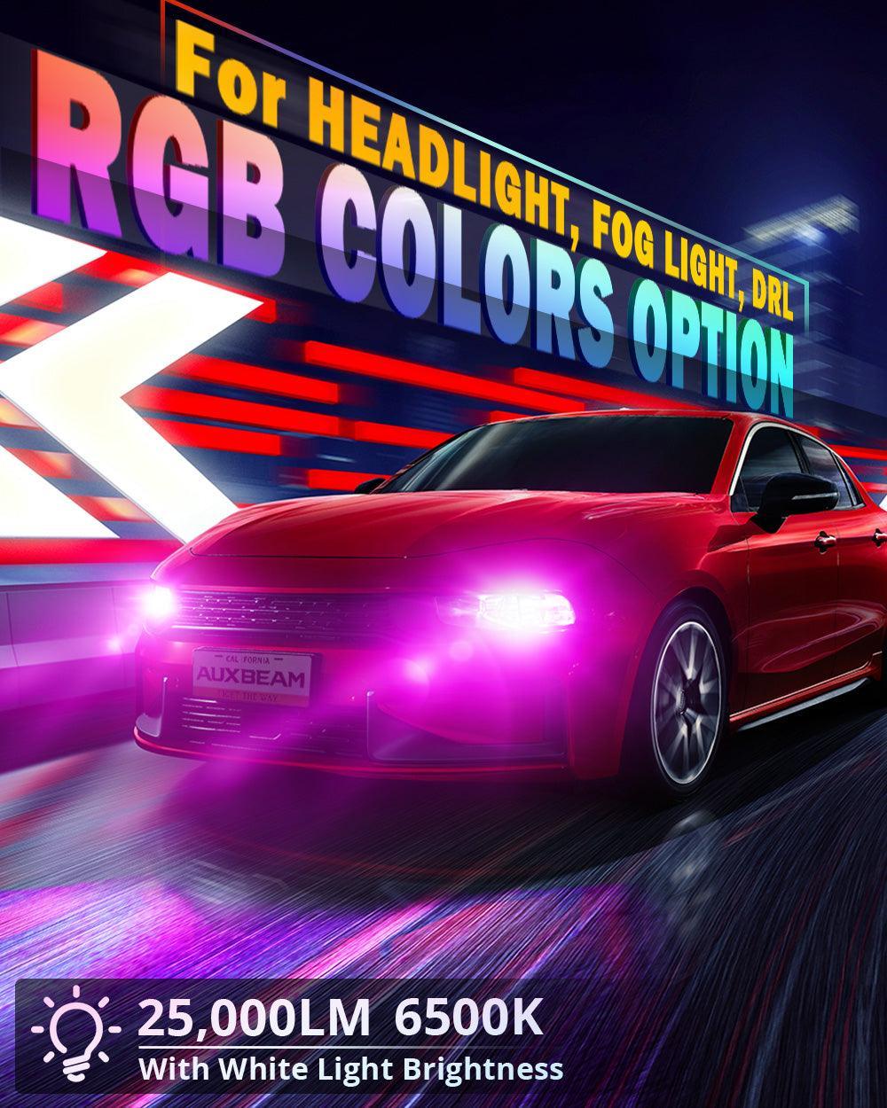 ๐9006/HB4 RGB LED Headlight Bulbs/DRL/Fog Light R7 Series 70W 25000LM 6500K Cool White + RGB Remote Control | 2 Bulbs - Image 2