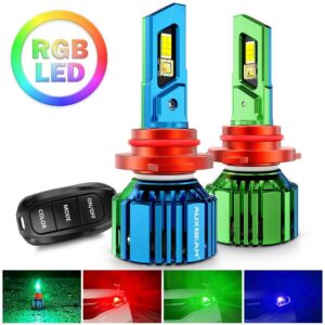 🆕9005/HB3 RGB LED Headlight Bulbs/DRL/Fog Light R7 Series 70W 25000LM 6500K Cool White + RGB Remote Control | 2 Bulbs