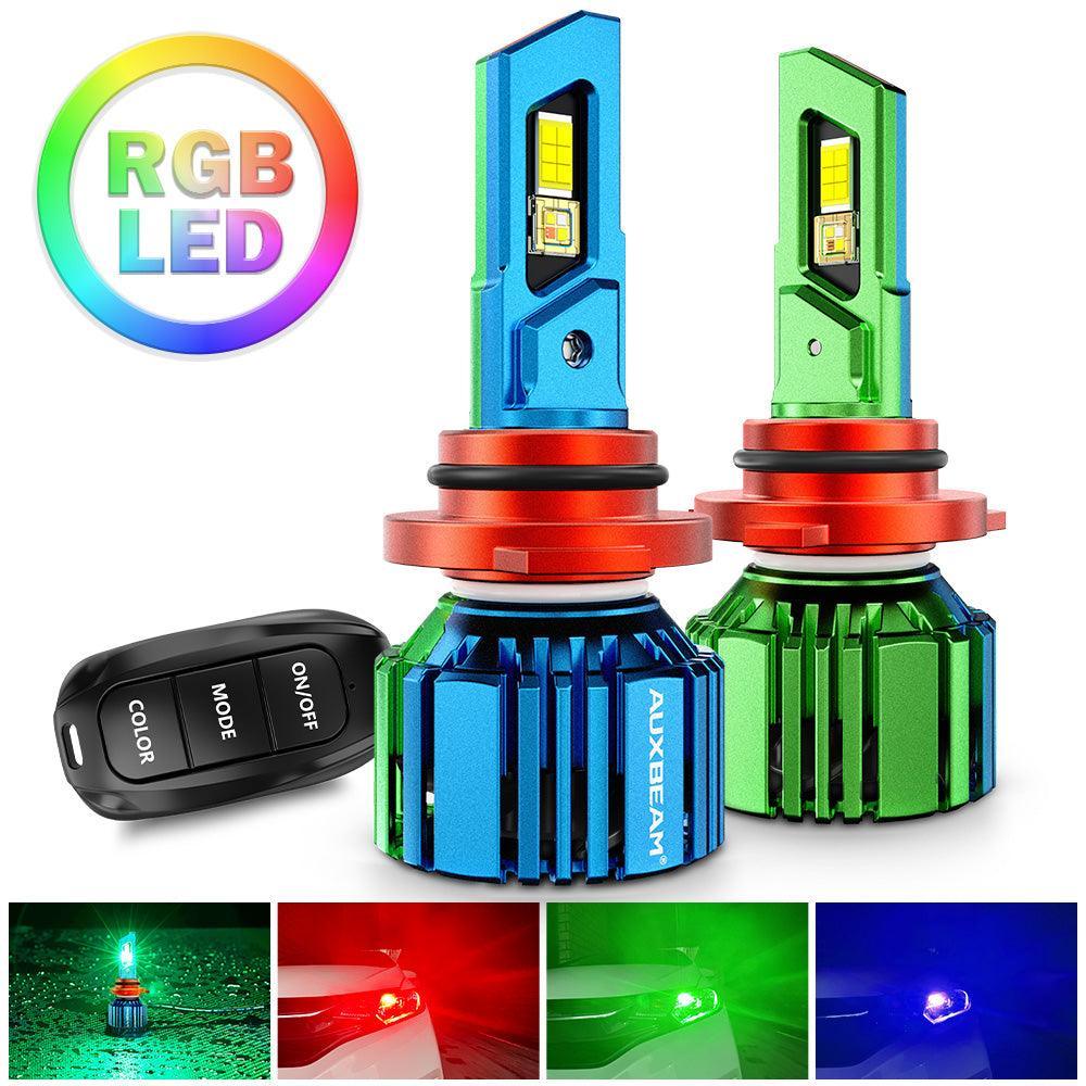 ๐9006/HB4 RGB LED Headlight Bulbs/DRL/Fog Light R7 Series 70W 25000LM 6500K Cool White + RGB Remote Control | 2 Bulbs