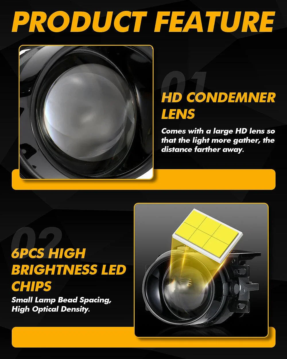 3 Inch 100W 6000K HD Lens Bi-LED Projector Lens Fog Light for 2012-2022 Toyota Tacoma/ 2010-2022 Toyota 4Runner / 2014-2022 Toyota Tundra - Image 2