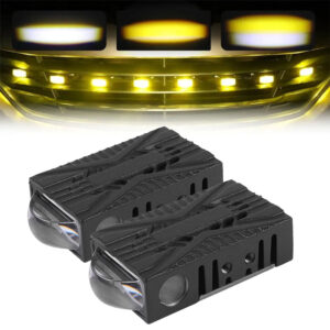 ๐0.66'' Dual-Color Bi-LED Grille Projector Lights โ 6000K White / 3000K Amber Hi-Lo Beam for SUV Truck ATV UTV โ 17MM / 2PCS Grille Lights