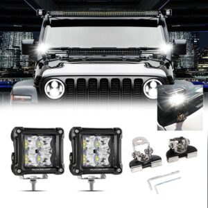 3 Inch Spot/Flood Beam LED Pods Light + Universal LED Working Lights Mounting Brackets — Spot Beam LED Pods