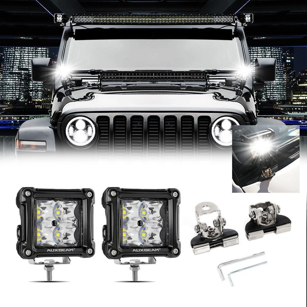3 Inch Spot/Flood Beam LED Pods Light + Universal LED Working Lights Mounting Brackets — Spot Beam LED Pods