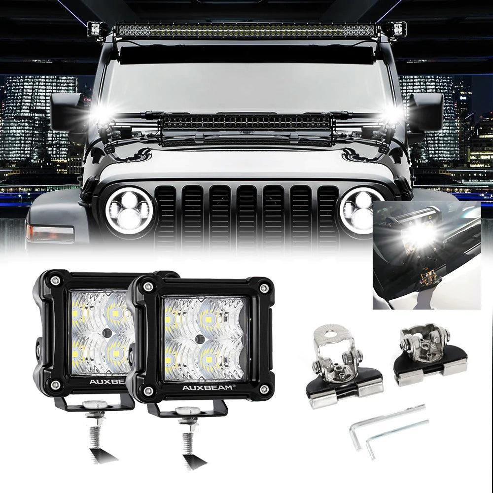 3 Inch Spot/Flood Beam LED Pods Light + Universal LED Working Lights Mounting Brackets — Spot Beam LED Pods - Image 2