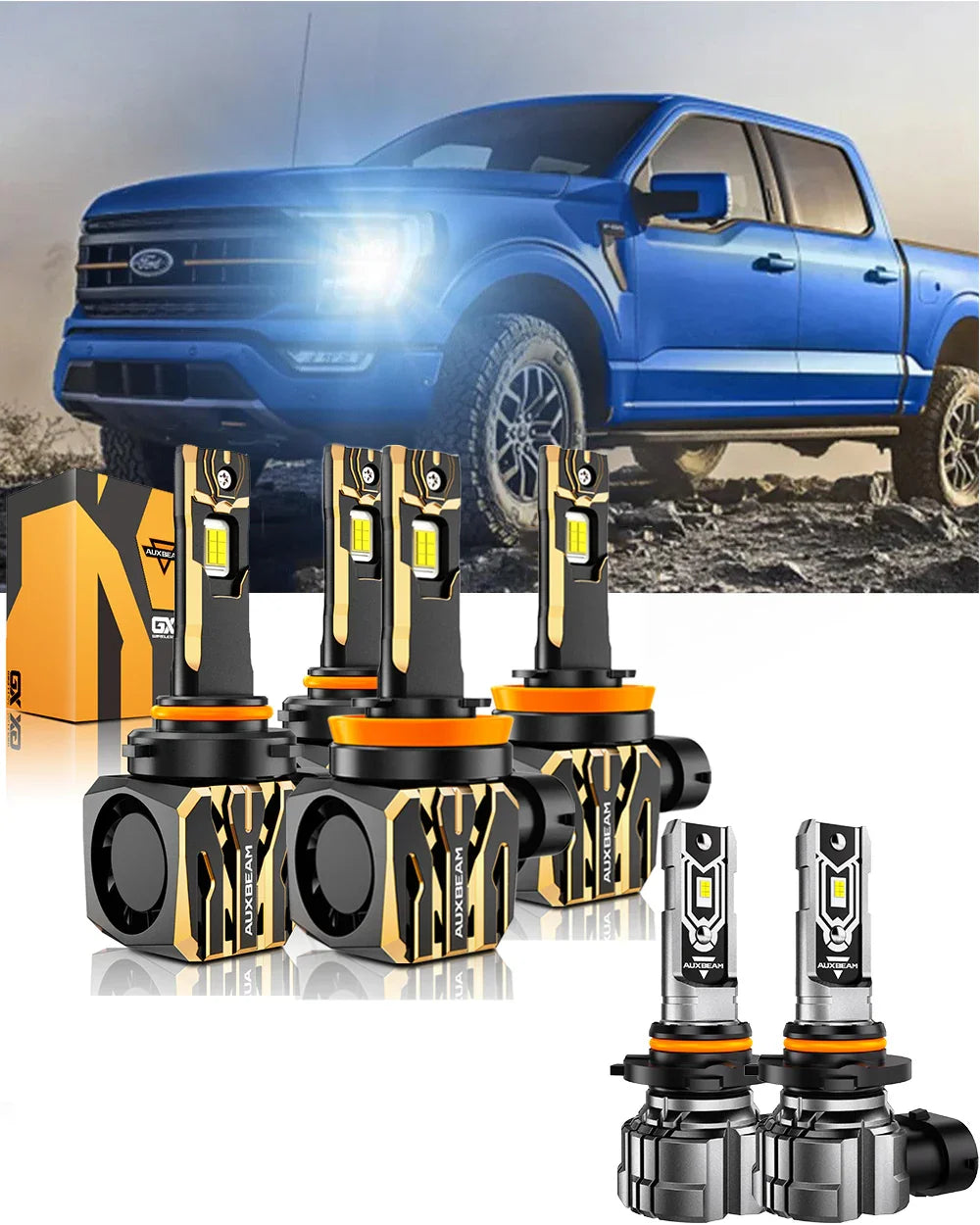 For 2015-2020 Ford F-150 9005 H11 LED Headlight Bulbs Bundle — H11 Low Beam
