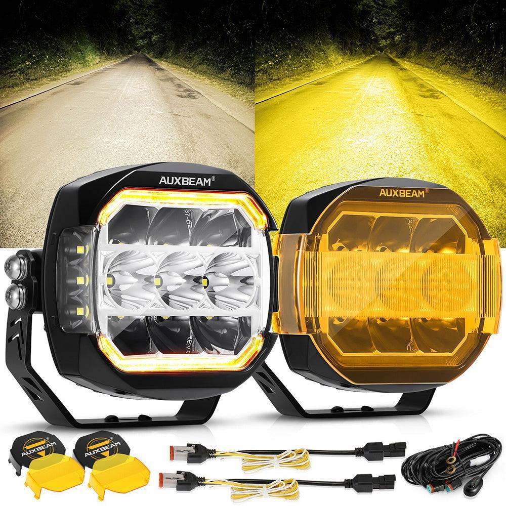 XP-ULTRA Series 5 Inch 174W LED Side Shooter Pod Lights with White DRL&Amber Turn Signal Light — 2Pcs Pod Light