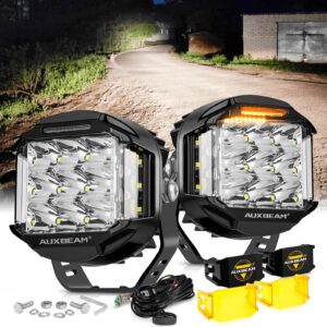 V-MAX Series 4/5/7 Inch Spot Beam Side Shooter LED Pod Lights with Amber DRL — 4 Inch & Round / 2Pcs Pod Light / With Amber Covers