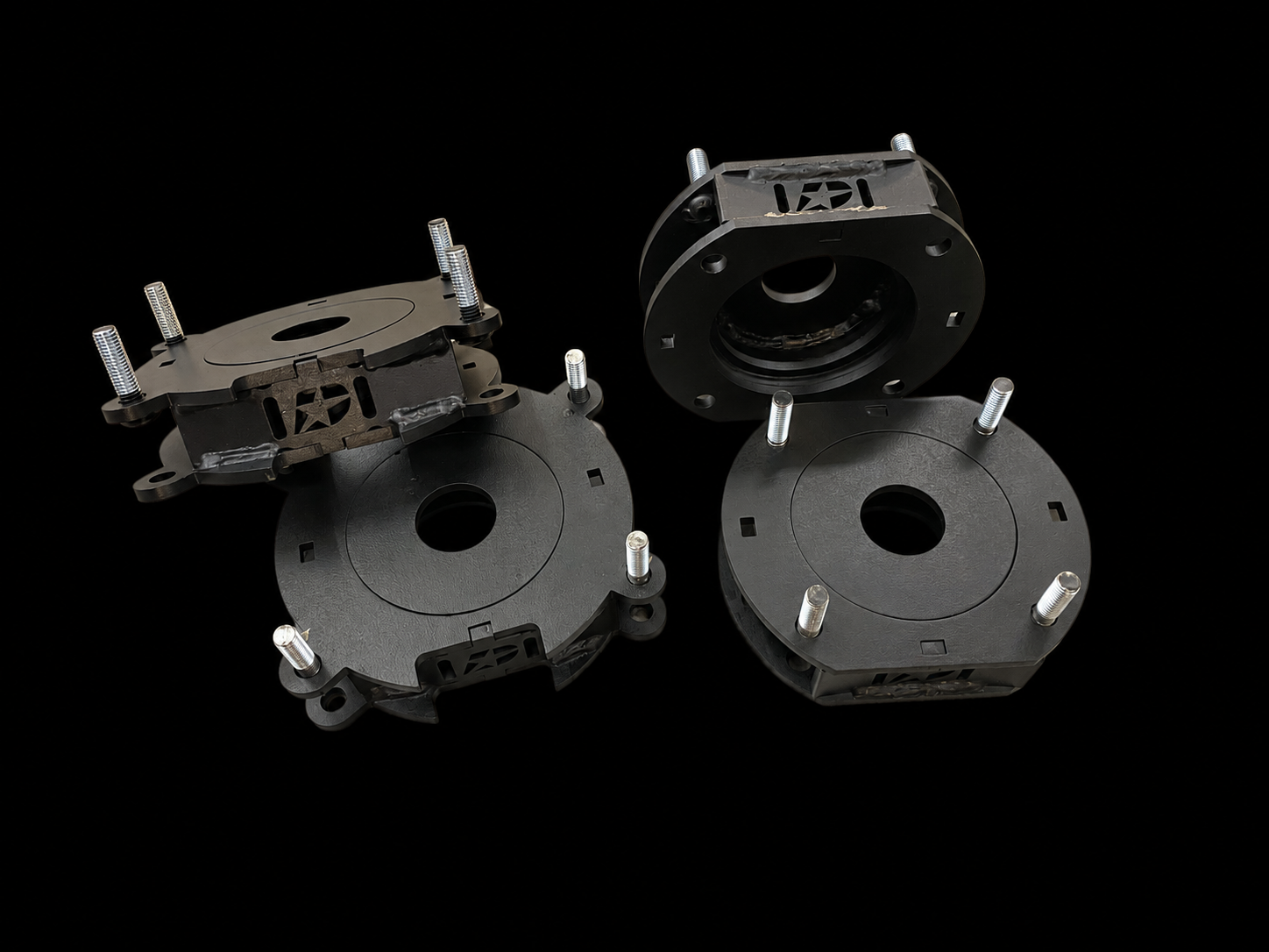 MBD4x4 1.4-inch steel-spring lift kit for Porsche Cayenne 957 (2007–2010) on a black background