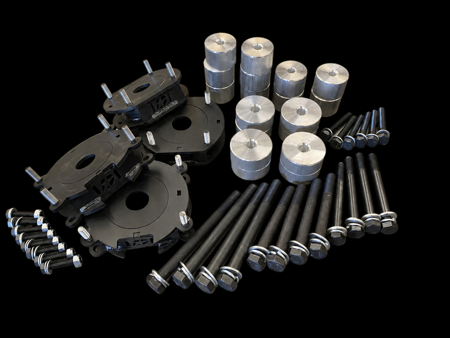 MBD4x4 3-inch steel-spring lift kit for Porsche Cayenne 955/957 (2002–2010) on a black background