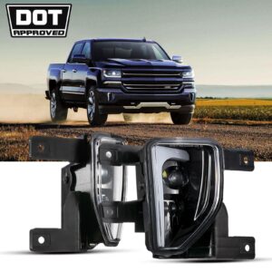 (2pcs/set) 45W DOT Approved LED Fog Lights with DRL for 2016-2018 Chevy Silverado 1500 (Black/Chrome) — Black