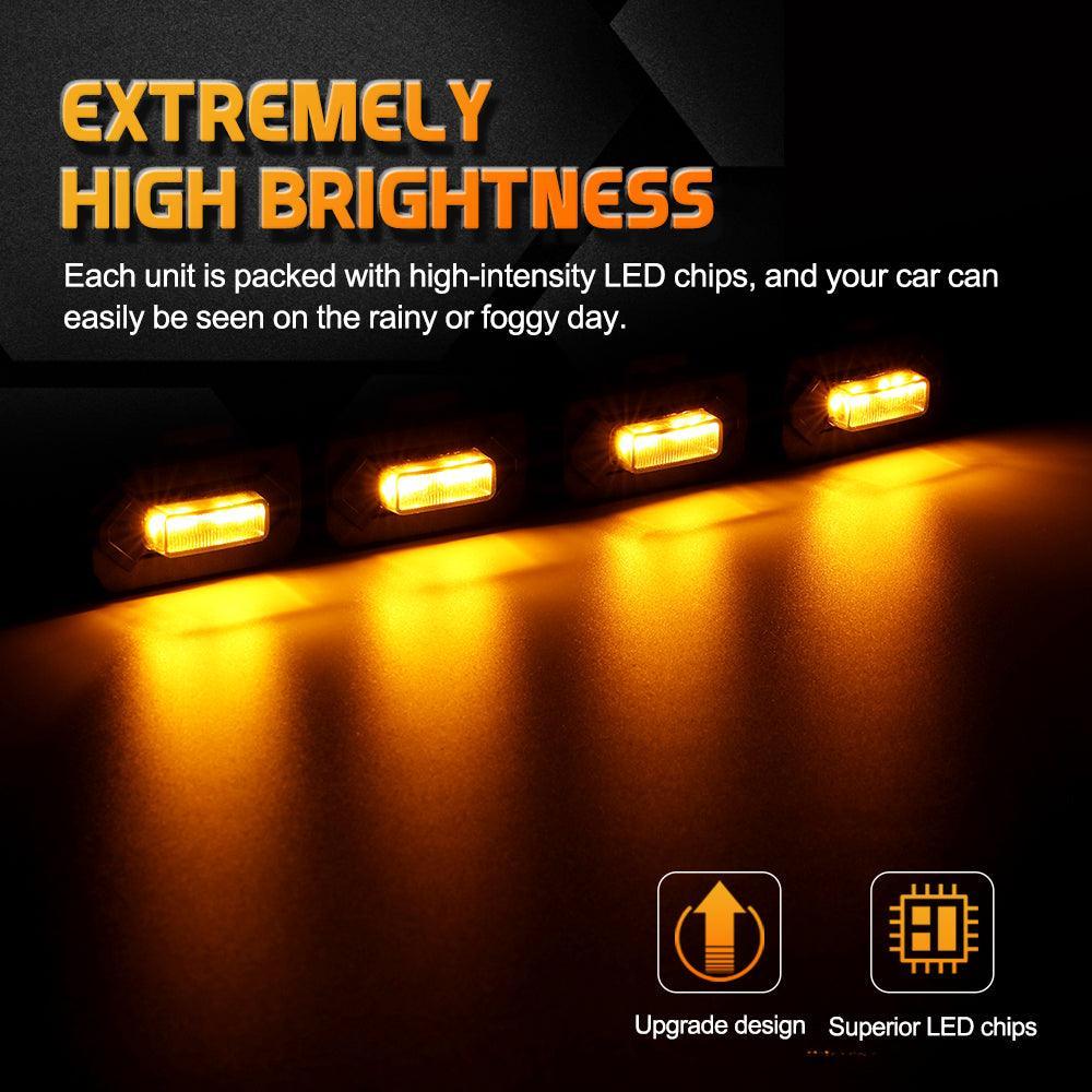 (4pcs/set) LED Front Grille Lights Amber Light for Toyota Tacoma 2020-2021 TRD Off Road/TRD Sport (Smoked Shell) - Image 2