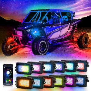 Magic Dream Color RGB LED Rock Lights Kit with Bluetooth APP Control, Multicolor Chasing Neon Underglow Lights for ATV UTV — 8pcs/set