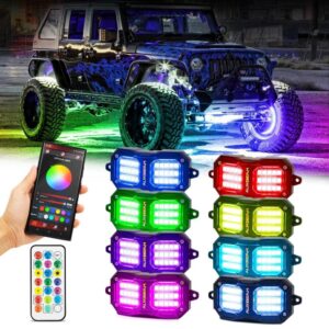NEW Vibrant Series | Upgraded RGB LED Rock Lights Kit Multicolor Neon Underglow Lights with Bluetooth APP & Remote Control — Large / 2pcs((No Controller)