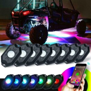 RGB LED Rock Light Set with Bluetooth Controller for ATV UTV — 8pcs/set