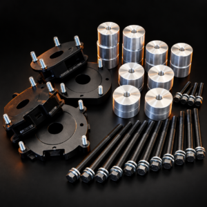 TerraForge4x4 3-inch steel-spring lift kit for Volkswagen Touareg on black background