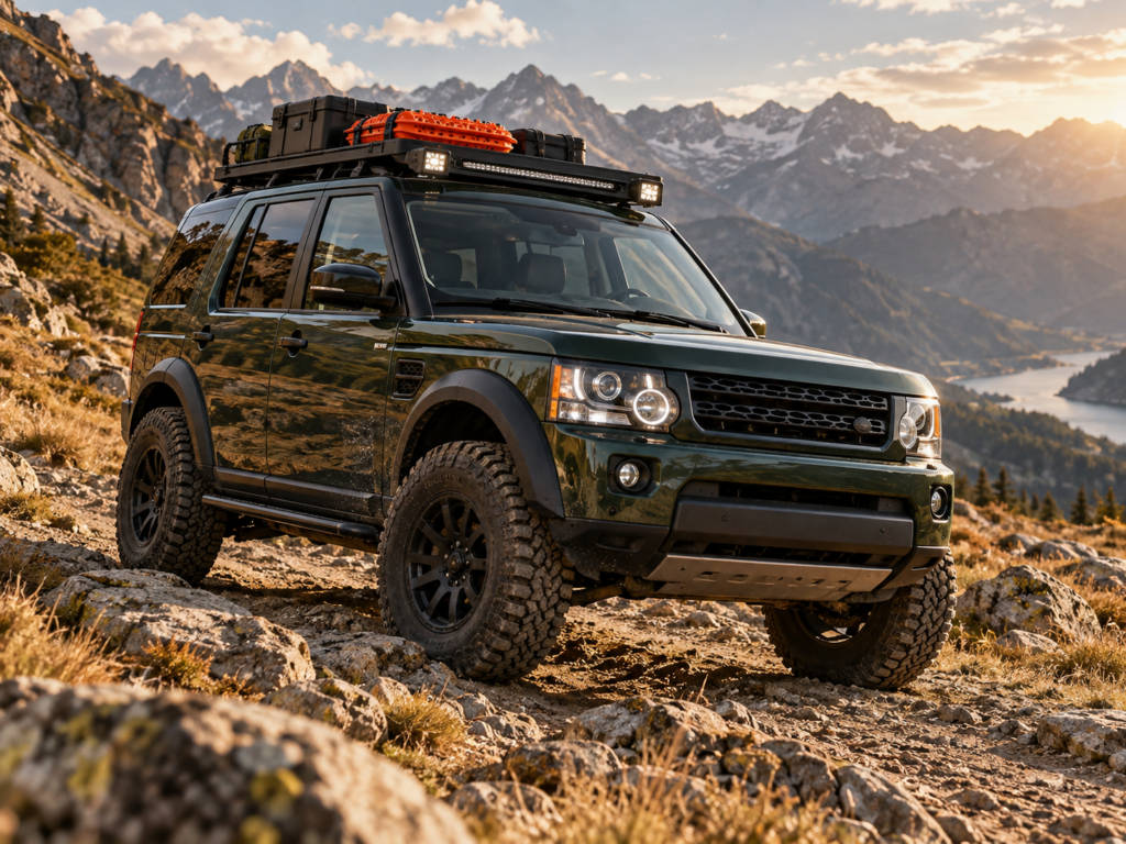 Land Rover Discovery 4 prepared for overland exploration in the mountains