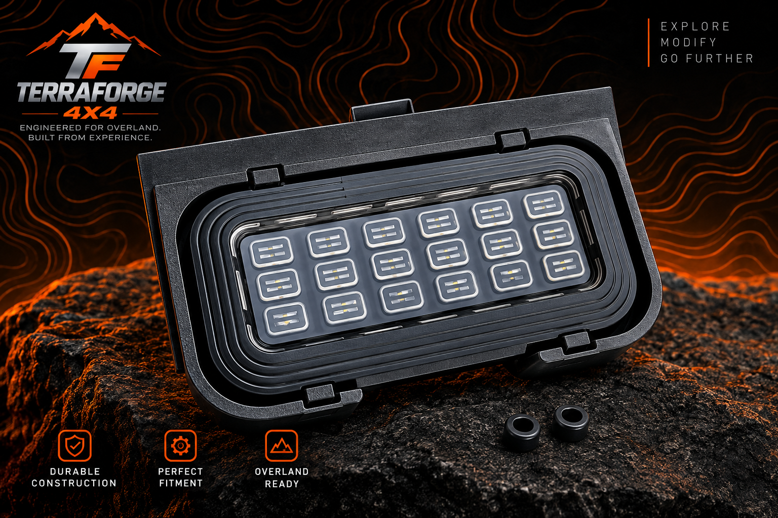 TerraForge4x4 LED Light 1154 detail image in dark orange overland style