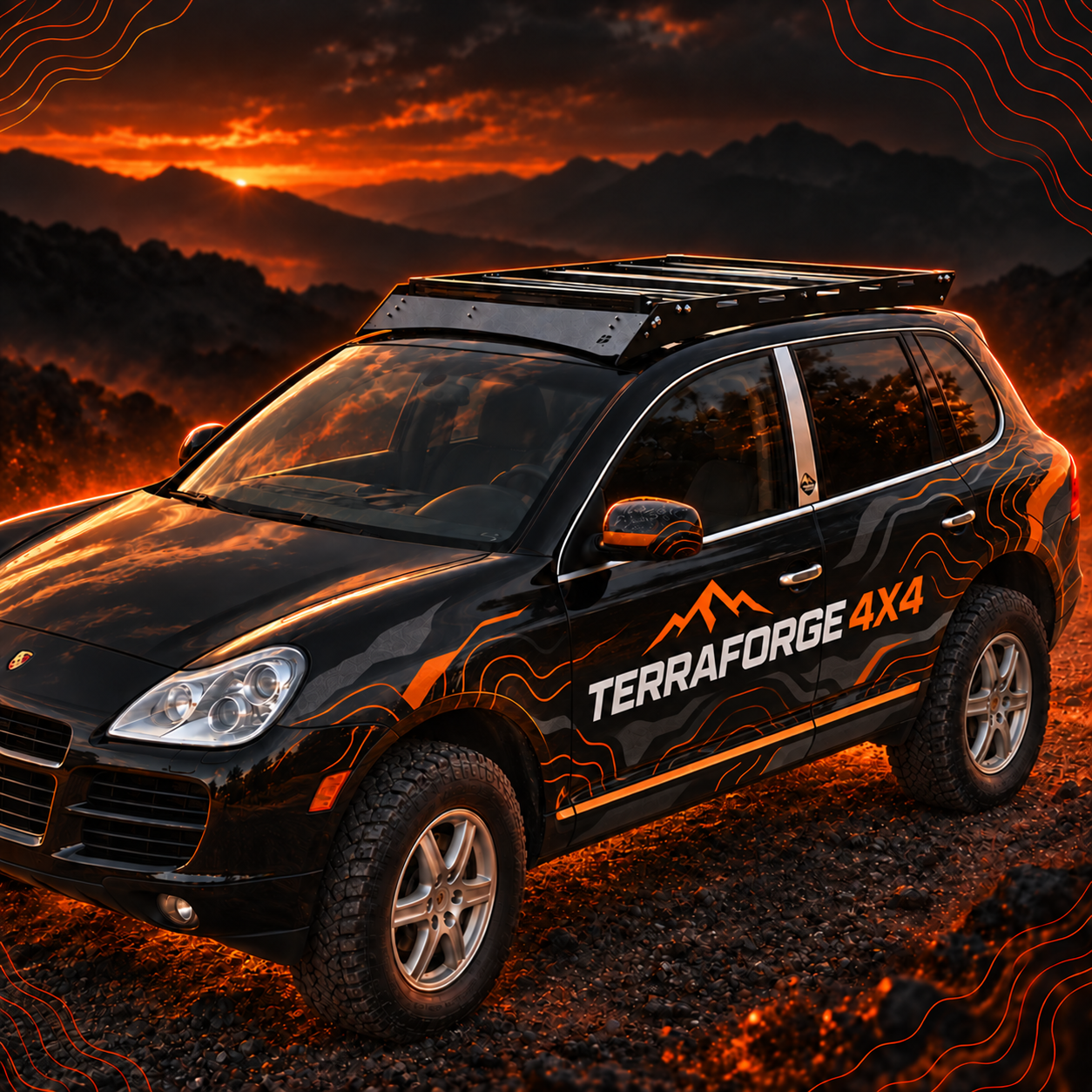 TerraForge4x4 Porsche Cayenne 955/957 fitted with MBD4x4 aluminium roof rack
