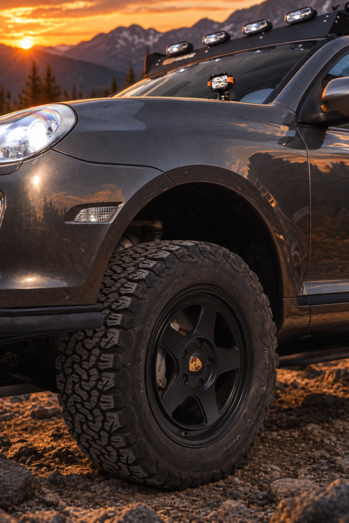 Porsche Cayenne 955/957 with PL71 suspension lift and all-terrain tyres