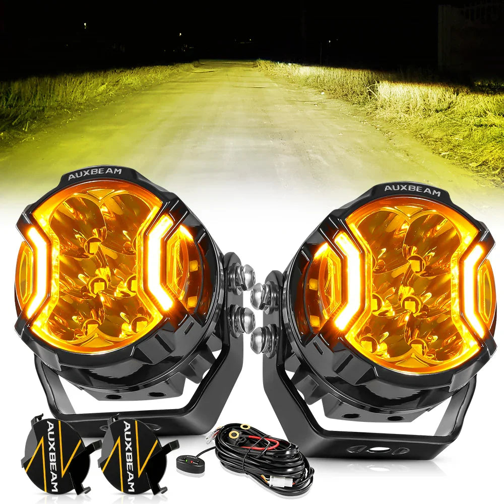 V-ULTRA Series | 3 Inch 108W LED Side Shooter Amber Pod Lights with Amber DRL — 2Pcs Pod Lights / Black Covers
