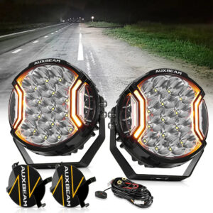 V-ULTRA Series | 7 Inch 226W LED Side Shooter White Pod Lights with Amber DRL — 2Pcs Pod Lights / Black Covers