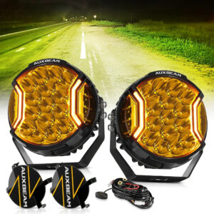 V-ULTRA Series | 7 Inch 226W LED Side Shooter Amber Pod Lights with Amber DRL — 2Pcs Pod Lights / Black Covers
