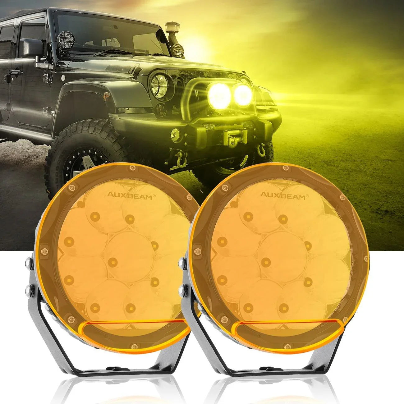 (2pcs/set) 7 Inch 90W Round Spot Beam Offroad LED Driving Lights w/ SAE Compliant+Amber/Black Covers(Optional) — 7 Inch Driving Lights - Image 2