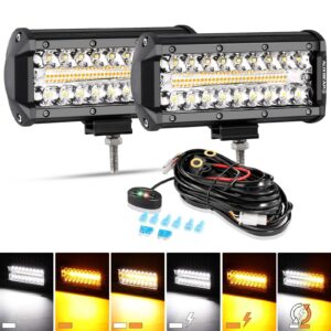 6 Modes Series 7 Inch 150W White&Amber LED Light Bar — 7"-150W