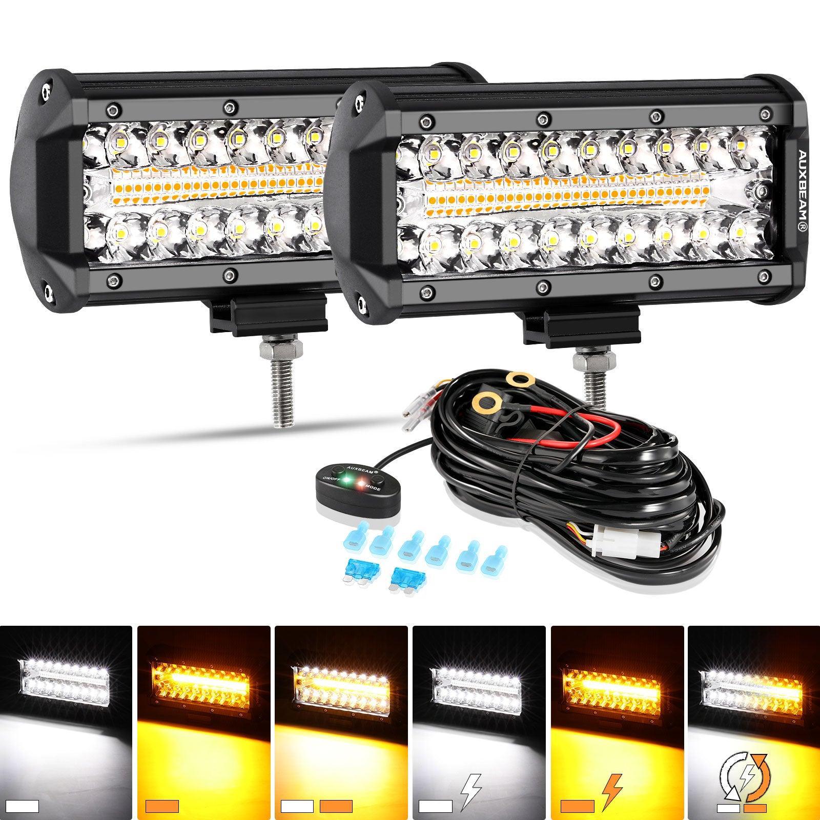 6 Modes Series 7 Inch 150W White&Amber LED Light Bar — 7"-150W