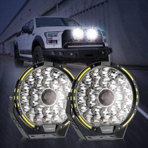 (2pcs/set) 9 INCH 270W 37776LM 360-PRO Series Custom Lens LED Driving Lights+Amber/Black Covers(Optional) for Ford F150 F250 F350 F450 — 9 Inch Amber Covers Only