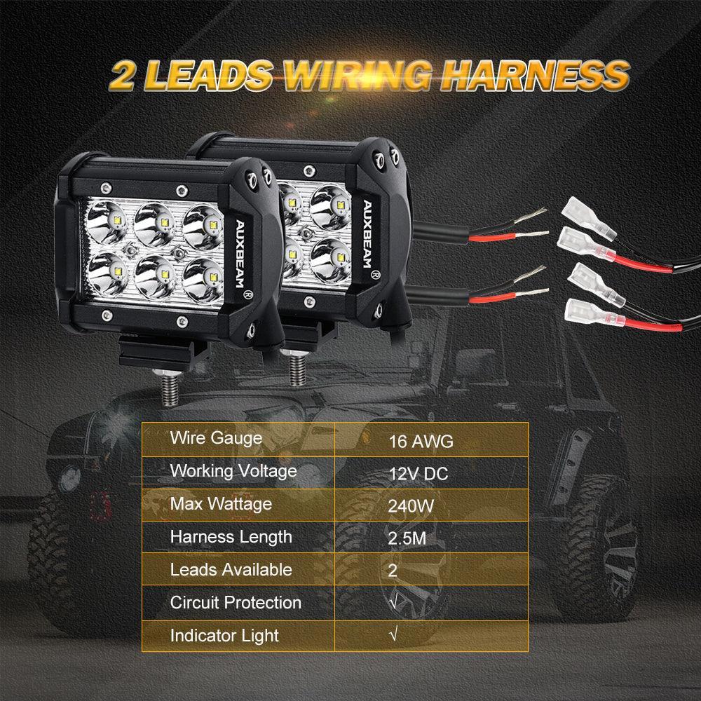 (2 Leads 16AWG) LED Light Bar Wiring Harness Kit with Fuse 12V 40A Relay ON/OFF Switch - Image 2