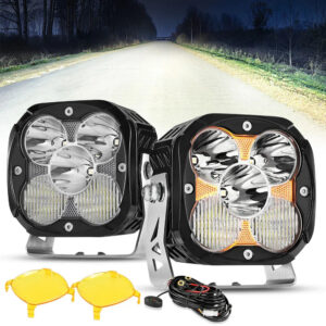 XP-ULTRA Series 4.5 Inch Combo Beam LED Pod Lights Off Road Lights with Amber DRL — 2Pcs Pod Light / With Amber Covers