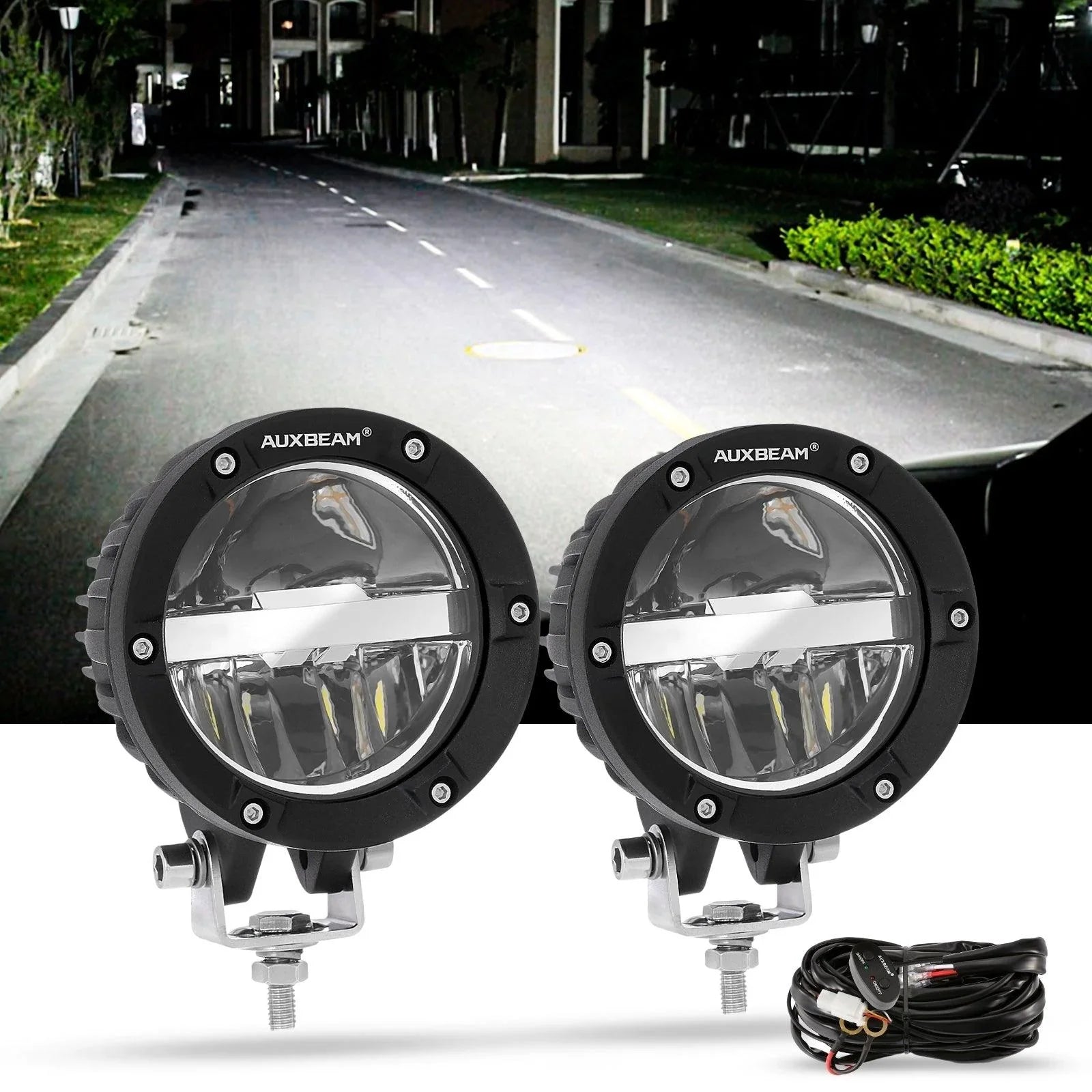 C4 Series | 4 Inch 100W Round Offroad LED Driving Lights Combo Beam — 2Pcs LED Driving Lights