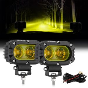 R4 Series | 4 Inch 60W LED Pods Light Flood Beam Amber Light — 2Pcs Pod Lights / Without Covers