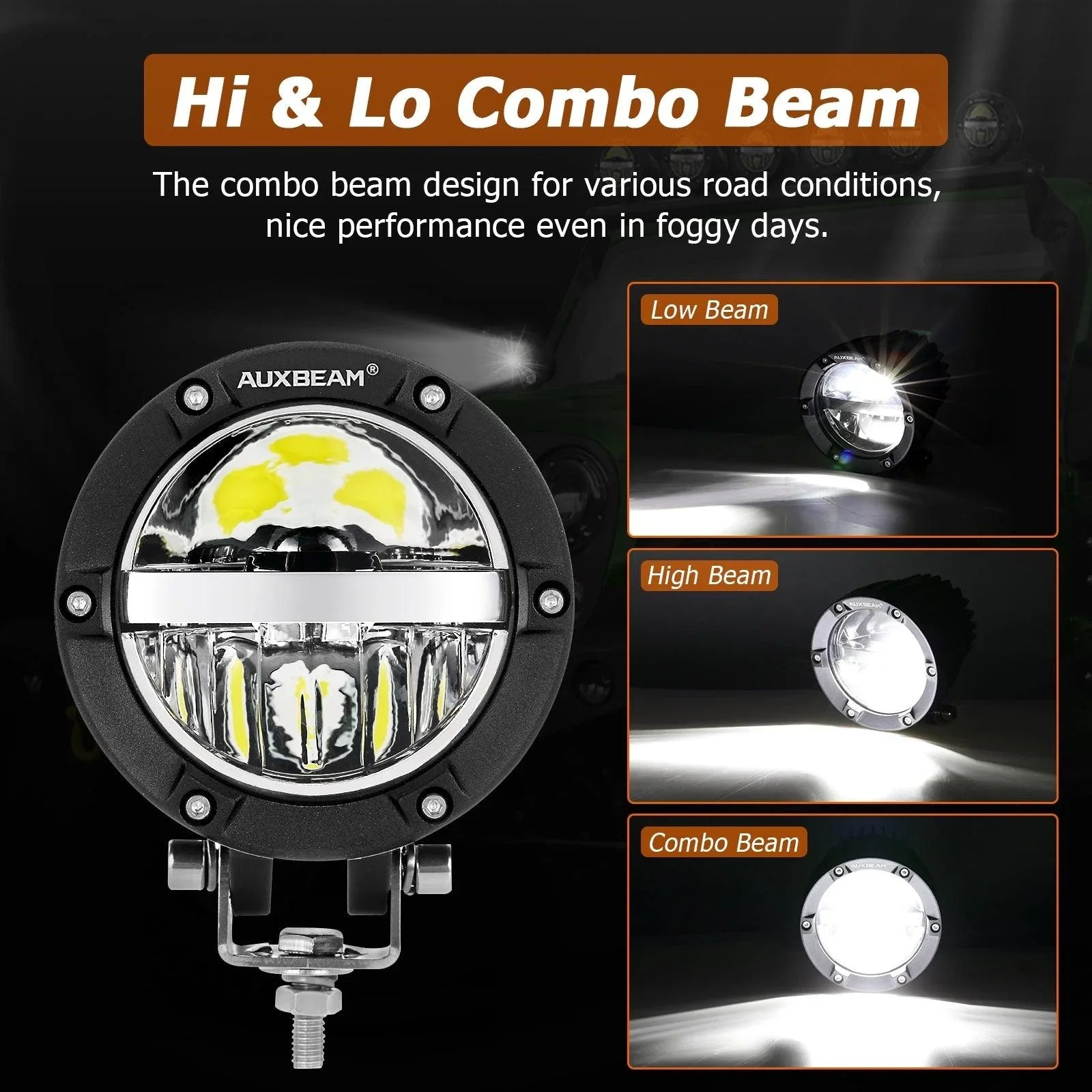 C4 Series | 4 Inch 100W Round Offroad LED Driving Lights Combo Beam — 2Pcs LED Driving Lights - Image 2