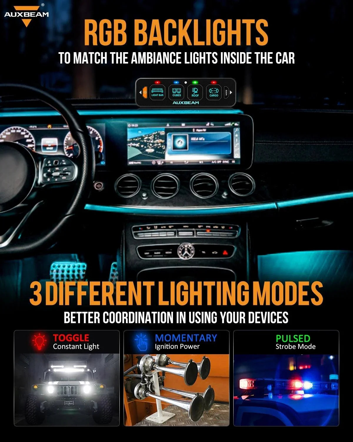 AS Series 4 Gang (AS-400) RGB Slim Switch Panel with APP&Remote Control, Toggle/ Momentary/ Pulsed Mode Supported(One-Sided Outlet) — AS-400 RGB Switch Panel - Image 3