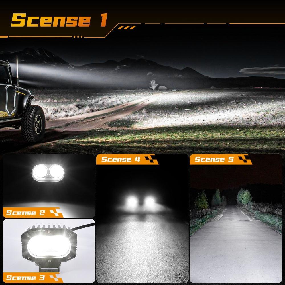 R4 Series | 4 Inch 60W Flood Beam LED Pods Light White Driving Light — 2Pcs Pod Lights / Without Covers - Image 2